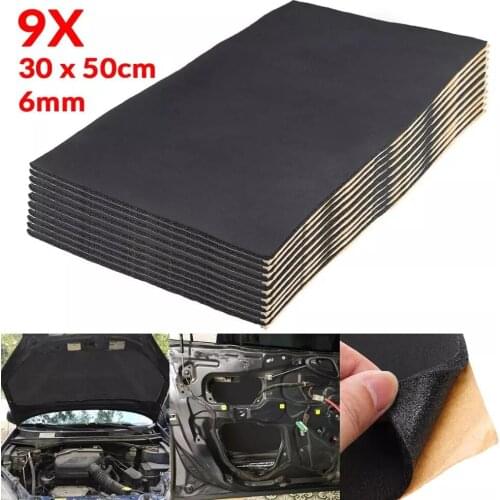 9X 1cm 0.6cm Car Sound Hot Deadener Mat Noise Proof Bonnet Insulation Deadening Engine Firewall Heat Foam Cotton Sticker 30x50cm