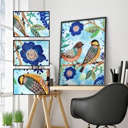 5D DIY Diamond Painting Special Shape Diamond Bird Beauty Flower Diamond Embroidery Sticker Mosaic Decoration