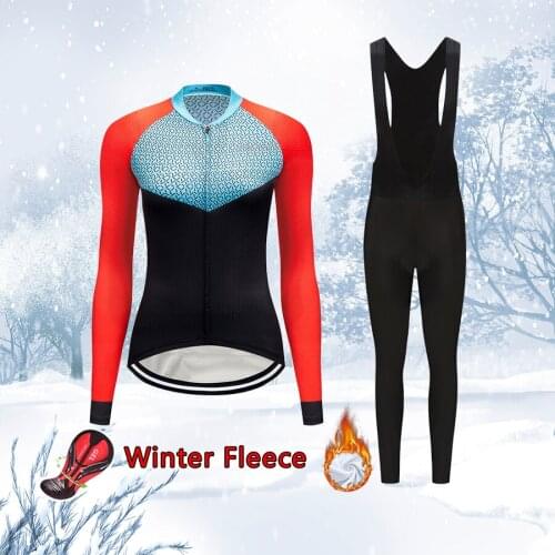 Free Shipping Winter Cycling Clothing Women Warm Thermal Fleece Bicycle Clothes BIB Kit 2021 Bike Jersey Set Female Suit Dress