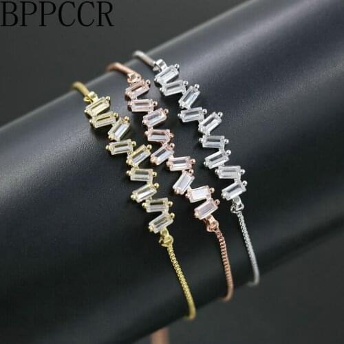 BPPCCR Sparkling Austria Cut Crystal Lightning Irregular Chain Bracelets For Women Mujer Zircon AAA Silver Color Birthday Gifts