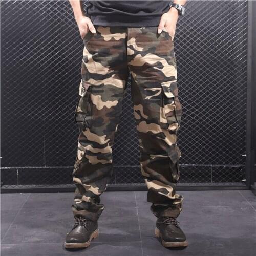 Mens Camouflage Cargo Pants Casual Camo Multi Pockets Military Tactical Pant Hip Hop Joggers Streetwear Trousers Pantalon Homme