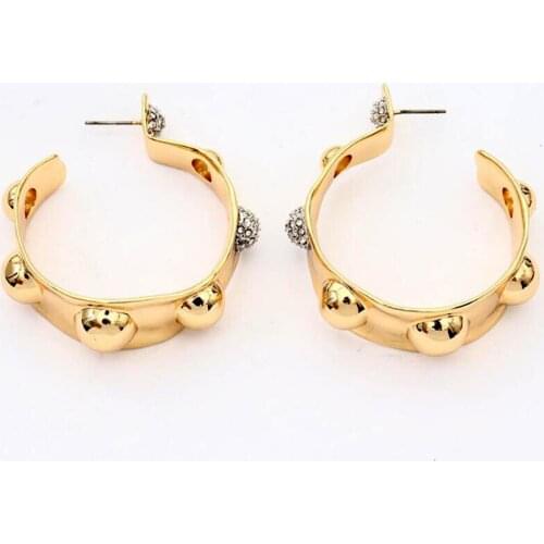 CSxjd 2021 New Personalized half circle protruding rivet crystal earrings