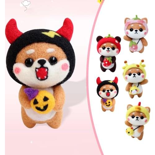 DIY Handmade Felt Set Cute Dog Shiba Inu Pattern DIY Poke Wool Felt Material Production Package Adult Kids Home Fun Gift Fieltro