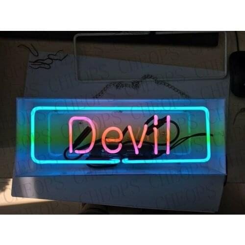 Devil Acrylic Box Gift Neon Signs Real Glass Tube Beer Bar Pub Bedroom Wall Homeroom Girlsroom Party Decor Lamp 14"x5"