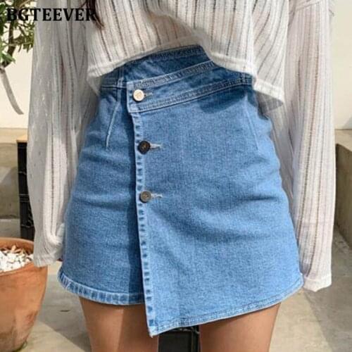 BGTEEVER Fashion Chic Slim Female Blue Jeans Shorts 2021 Summer High Waist Single-breasted Skinny Ladies Denim Shrots 2021