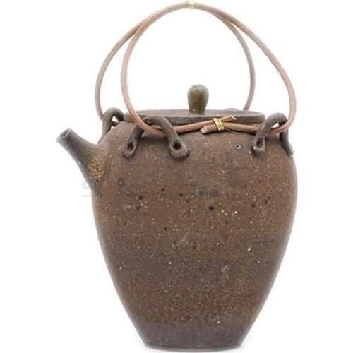 Rock mud beauty pot pure manual charcoal fire tea pot pottery pot Zen retro lifting beam kettle