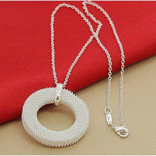 Hot Selling 925 Sterling Silver Classic Simple Round Necklace Pendant Women Men Silver Jewelry Necklace