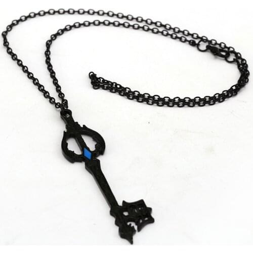 H&F New Jewelry Kingdom Hearts Black Necklace Key Shape Chain Pendant Women Men Christmas Gift Choker Chaveiro Accessory Collar