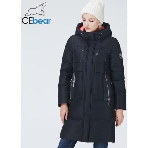 ICEbear 2021 winter mid-length womens windproof and warm jacket womens clothing Hooded womens coat brand apparel GWD21327I