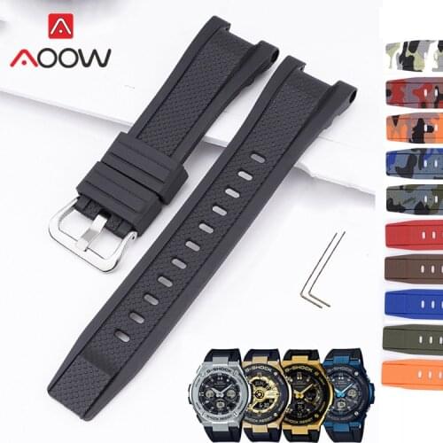 Camo Resin Strap for Casio G-Shock GST-W300 GST-S110 S100G GST-W110 Men Sport Waterproof Rubber Replacement Watch Band with tool