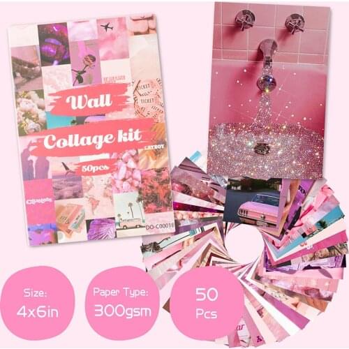 50Pcs Pink Aesthetic Picture for Wall Collage Print Kits Warm Color Room Decor for Girls Wall Art Prints for Room Dorm Poster