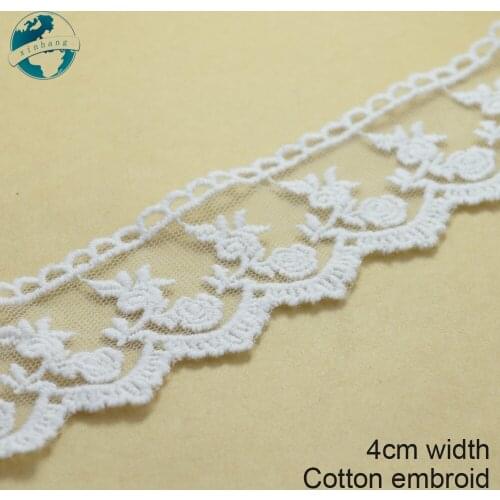 10yards 4cm Cotton embroid lace sewing ribbon guipure lace african lace fabric trim warp knitting DIY Garment Accessories#2665