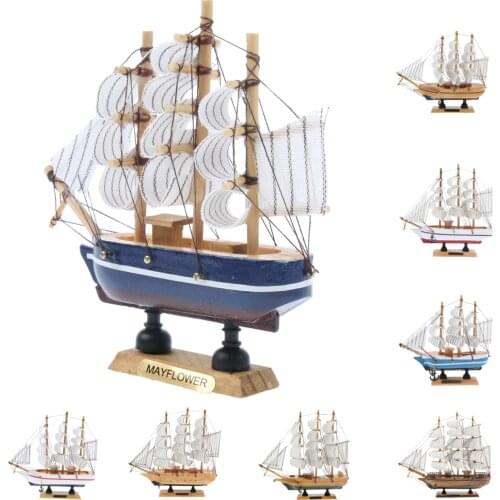 Nautical Sailor Ship Model Boat Wooden Sailing Boat Home Office Decor 14cm