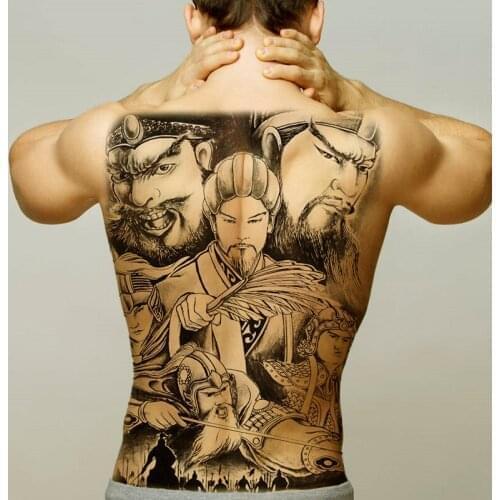 Men tattoo chinese characters large tattoo stickers body art waterproof temporary back tattoos boys sexy body tattoo sticker