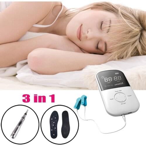 LASTEK 3 in 1 Home Health Care Kit Insomnia CES Treatment Device Sleep Aid + Magnetic Therapy Insoles + Meridian Acupuncture Pen