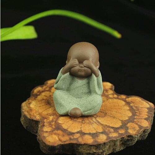 3-piece Cute Ceramic Monks Small Buddha Tea pets for Tea Tray Decoration