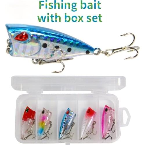 Luya Bait Set 5 Colors 4cm/3.3g Floating Popper Combination Simulation Fake Bait with Box Set