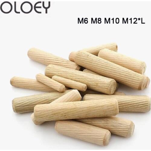 Dowel Craft Dowel Pins M6/M8/M10/12*L Rods Set Furniture Fitting Wooden Dowel Pin / Wooden Cabinet Drawer Round Fluted Wood