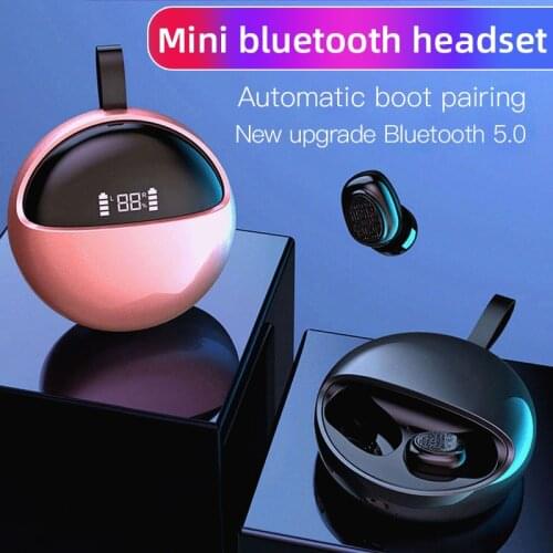 LED display In Ear TWS Earphone round style Bluetooth V5.0 Touch Control Earbuds with ring portable Headset for android ios