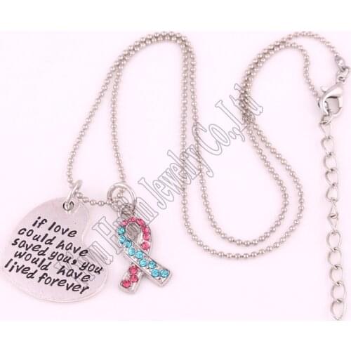 New styles crystals Ribbon and if love could have saved you,you would have lived forever heart pendant Pet Memorial Necklace