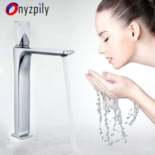Onyzpily Black Brushed Chrome Basin Faucet Full-copper black paint basin faucet cold and hot household basin faucet