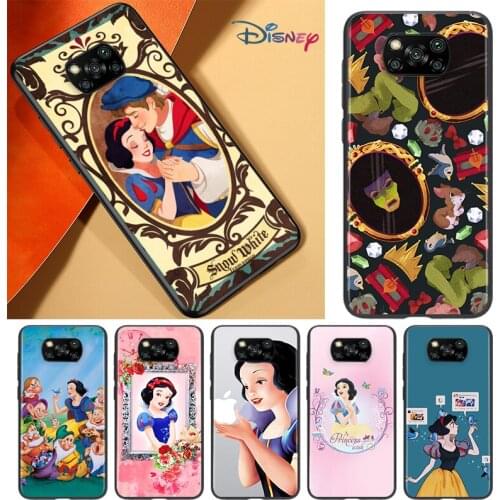 Snow White Cute For POCO F3 F2 F1 X3 NFC M3 M2 C3 Mi A3 A2 A1 6X 5X Note 10 Lite Pro Silicone Black Phone Case