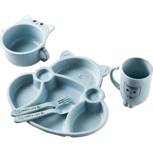 Childrens Full Tableware Of Dishes Plates Feeding Snack Cup Bowl Spoon For Kids Baby Eating Food Dinner Set