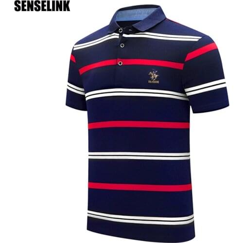 Men Polo Shirt Casual Fashion 2021 New Spring Summer Striped Short Sleeve High Quality Business Men Short Sleeve Polo Shirt 4XL