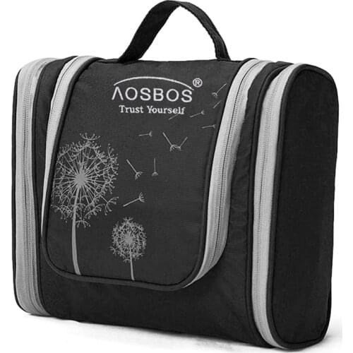 Aosbos Large Waterproof Makeup bag for Women Men Nylon Travel Cosmetic Bag Organizer Case Necessaries Make Up Wash Toiletry Kit