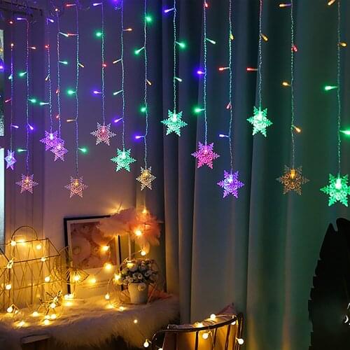 4m 16 LED Snowflake Lights String Twinkle Garlands EU/US Plug Christmas Lamps Holiday Party Wedding Decorative Fairy Lights