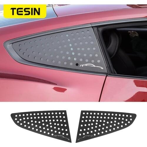 TESIN Aluminum Alloy Car Rear Window Decoration Cover Trim Stickers Decal for Ford Mustang 2015 Up Car Exterior Accessories
