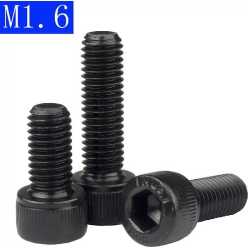 M1.6 - 0.35 1.6mm Black 12.9 Grade Alloy Steel Allen Hex Socket Cap Head Screw DIN 912