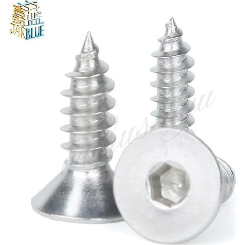 20/50pcs 304 Stainless Steel Countersunk Head Hexagonal Self Tapping Screw M3 M4 M5 Flat Head Screws