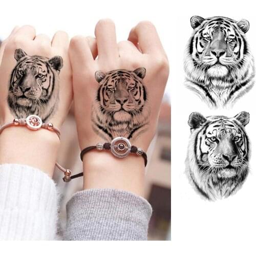 Black Tiger Temporary Tattoos Sticker Fashion Animal Waterproof Tattoos Fake DIY Body Art Drawing Hands Arm Tattoo For Men Women