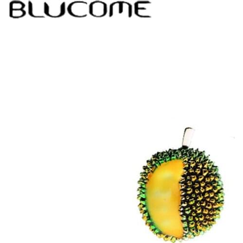Blucome Summer Durian Collar Pins For Women Enamel Fruits Party Office Clothes Suit collar Clip Brooch Pins Gifts