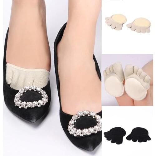 Yogis Women Socks Sponge Silicone Anti-slip Lining Open Toe Heelless Liner Sock Invisible Forefoot Cushion Foot Pad