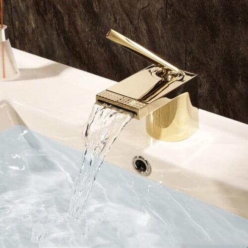 Gold All Brass Bathroom Sink Faucet Hot Cold Basin Faucet Mix Tap Luxury Bathroom Faucets-High quality material