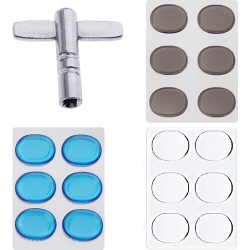 18PCS Drum Mute Pads Transparent Silicone Jazz Snare Drum Muffler Drum Mute Shock Absorbing Pad with Drum key