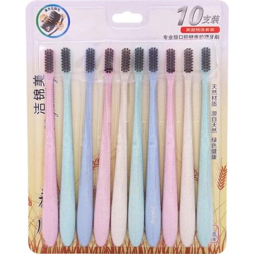 3095 Private Label 10 Pieces Family Pack Charcoal Soft Bristle Toothbrush