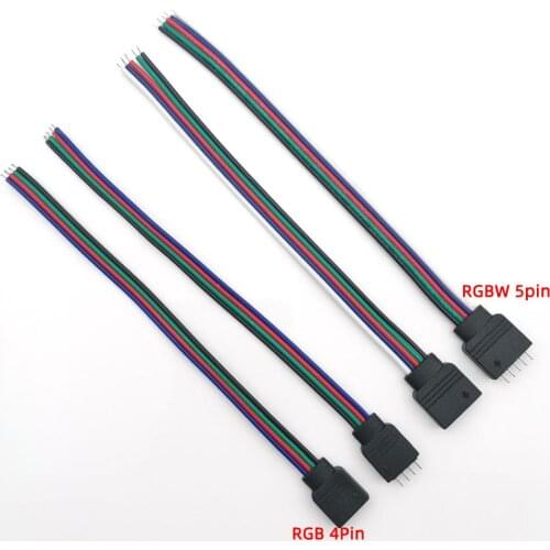 5 pairs 4Pin RGB 5PIN RGBW Connector line Adapter pin insertion type Connecting wire For 5050 3528 colour LED Strip accessories