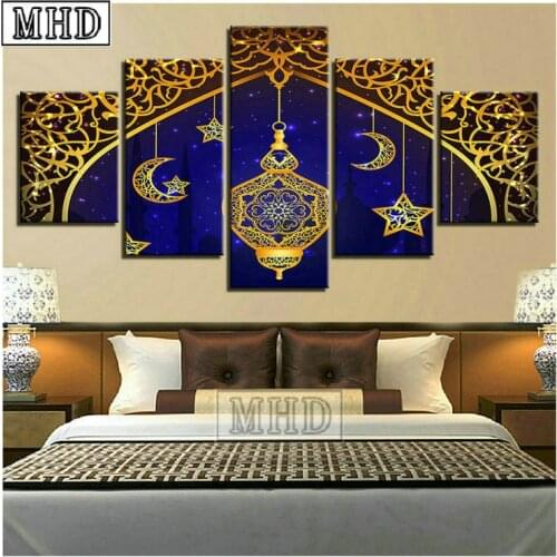 5 spell diamond painting "Allah" Islam star moon icon living room decoration 5d full square diamond embroidery Ramadan Gift