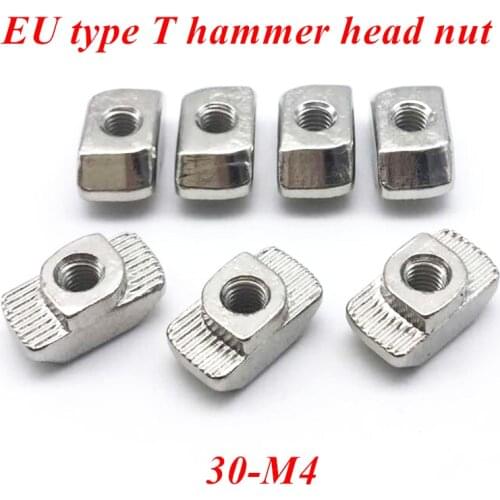 500pcs M4 t nut 30-m4 Sliding T Hammer head Nut Drop In Fasten Connector Nut Nickel plated for 3030 Aluminum profile