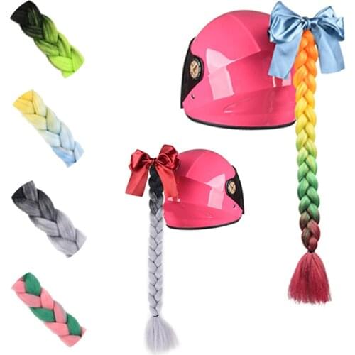 60cm Motorcycle Helmet Dreadlocks Women Helmet Dreadlocks Ponytail Braid Motocross Bicycle Helmet Punk Hair Decoration Moto Part