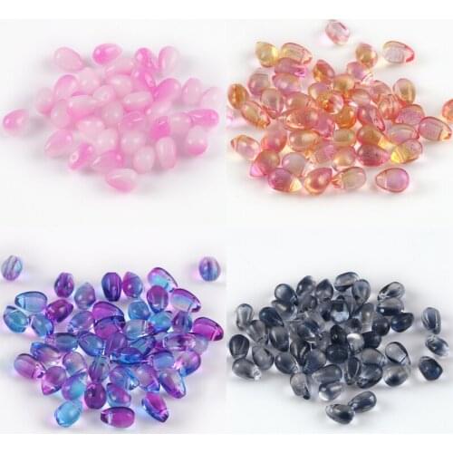 9x6 mm Waterdrop Shape Gradient Color Crystal Lampwork Beads Charms Pendant Hairpin Crafts For Jewelry Making DIY Needlework