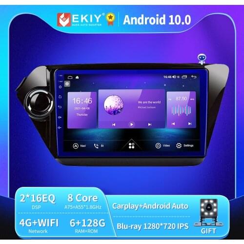 EKIY Android 10 Car Radio For KIA RIO 3 K2 2011-2016 Autoradio Blu-ray 1280*720 IPS/QLED Multimedia Player Navigation GPS no2din