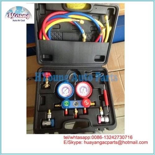 Auto Manifold Gauge Set Diagnostic Tool, contains Dual Table Valve Gauge Refrigerant Manifold Gauge Digital R12,R22, R404a, R134