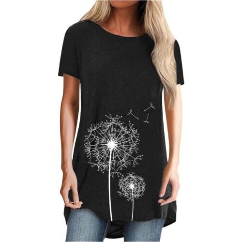 5XL Plus Size Blouses Women Fashion Flower Printed Summer Shirts Casual Short Sleeve Round Neck Tops blusas mujer блузка женская