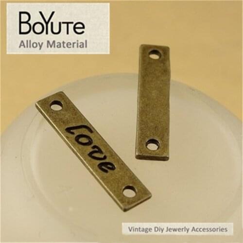 BoYuTe (100 Pieces/Lot) 26*6MM Antique Bronze Plated Zinc Alloy Materials Love Word Connectors Jewelry Finding Components