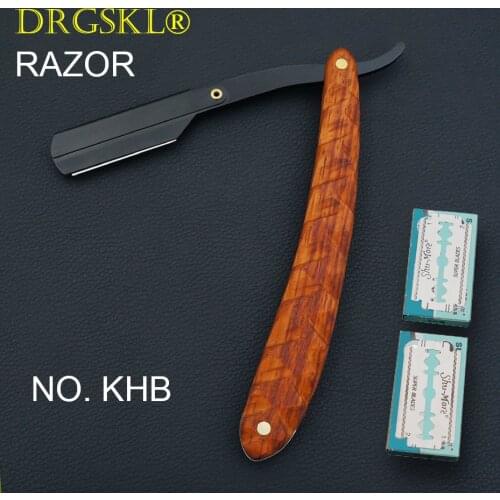 DRGSKL mens manual shaving razors Classic relief wooden handle barber shaver Hairdresser razor change blade type rzaor NO.KHB