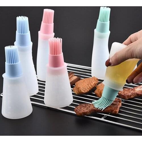 Household with lid brush oil bottle barbecue brush kitchen tools barbecue seasoning brush silicone oil bottle brush